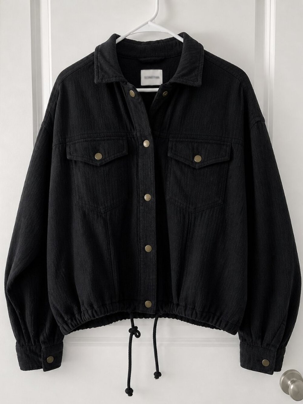 Sonoma Goods for Life Women’s Medium Black Gauze Snap Cinch Utility Jacket